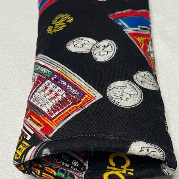 Handmade Money Pattern Padded Fabric Eyeglasses Soft Case Black 7"x3.5" - Picture 3 of 11